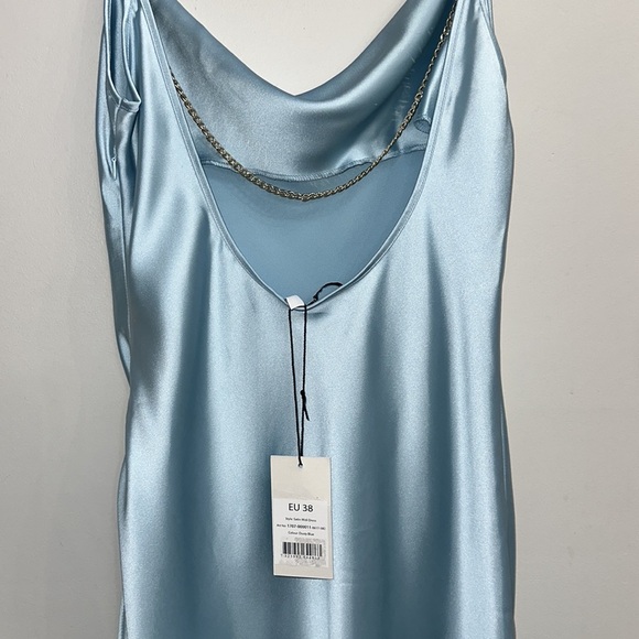 NWT ASOS NA-KD Satin Midi Dress dusty blue - Picture 7 of 10